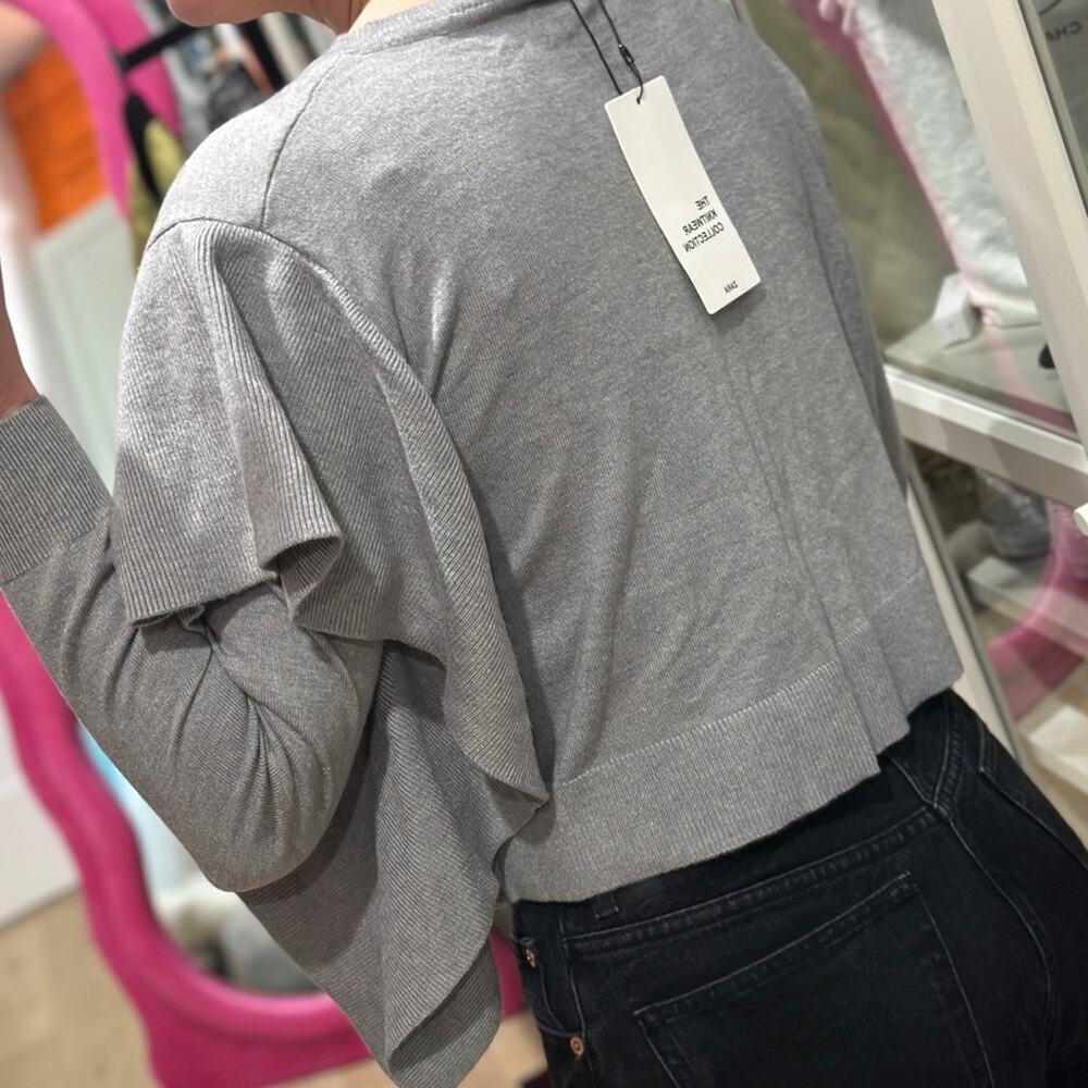 Zara grey one shoulder ruffle crop sweater. Size small NWT - Picture 4 of 11